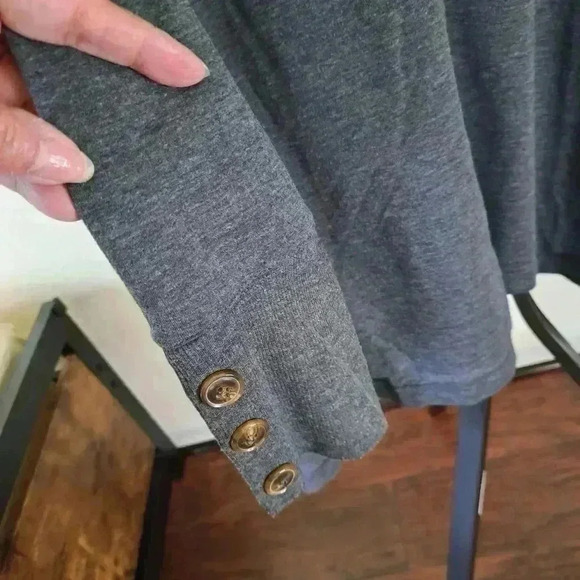 SWEATSHIRT PROJECT GRAY BUTTONED SLEEVES SIZE 1X - Picture 9 of 13